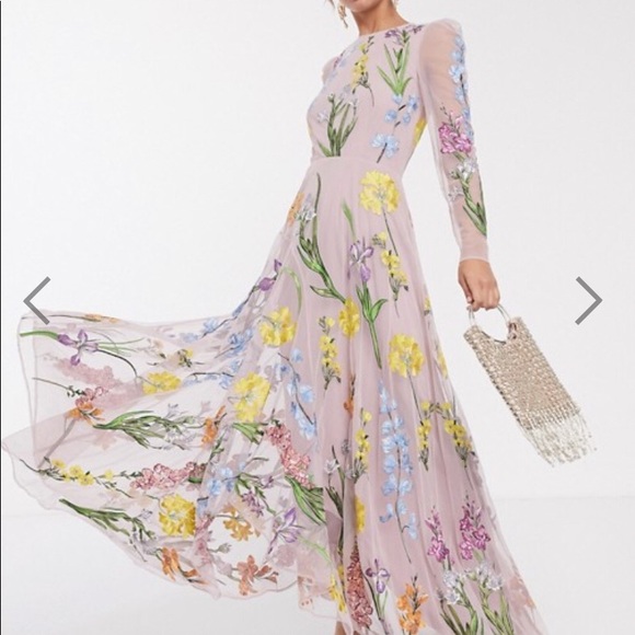 floral embroidered dress maxi